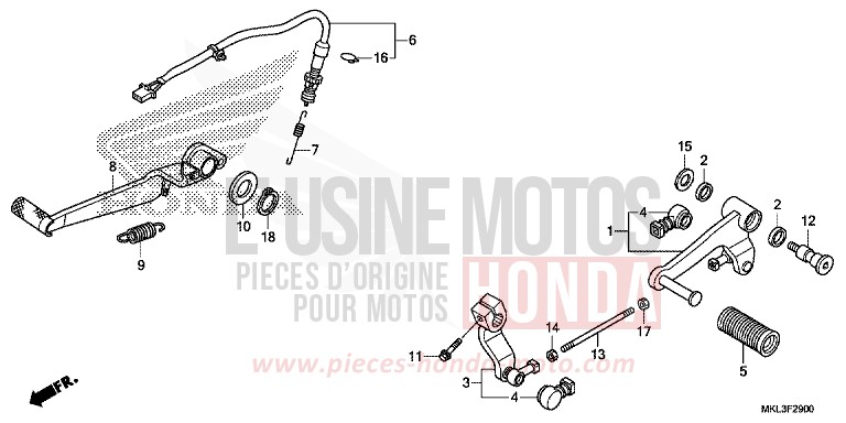 PEDALE von NC750X DCT CANDY CHROMOSPHERE RED (R381) von 2020